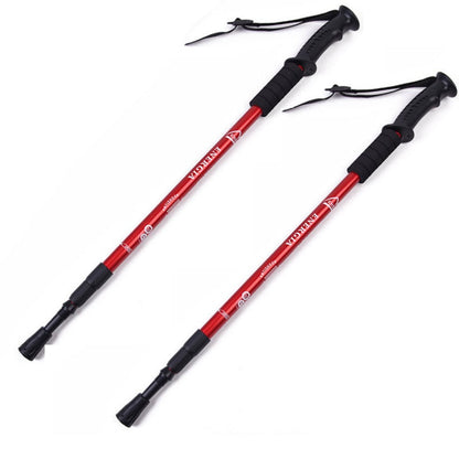 Red trekking poles pair with extra long EVA foam handles