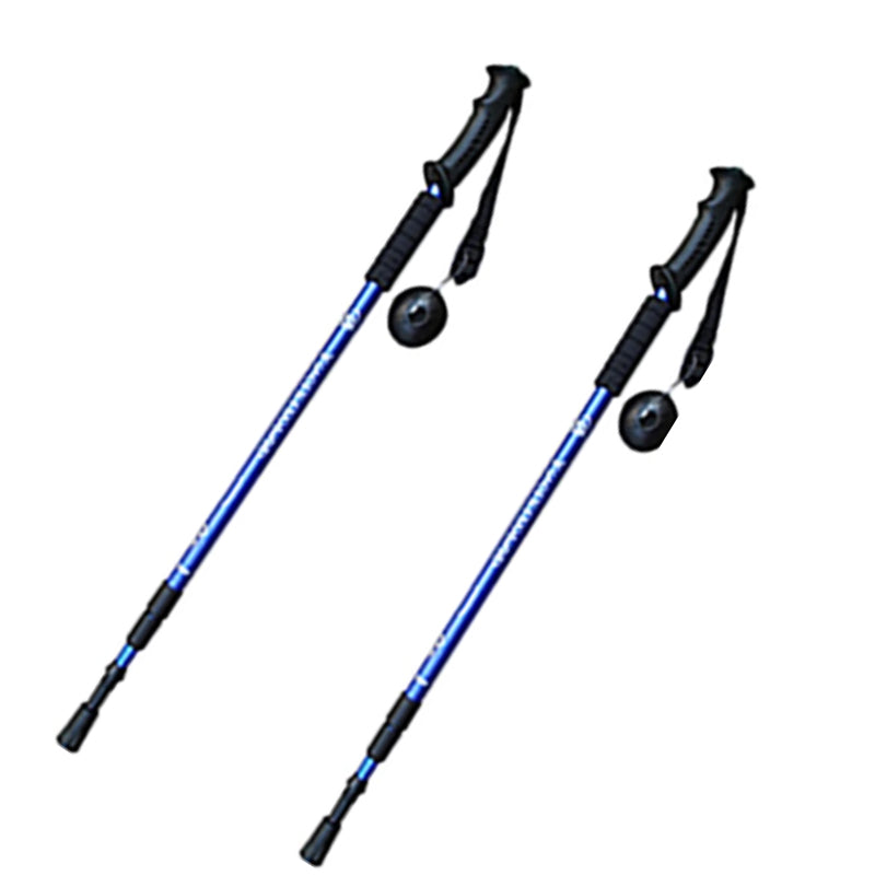 Close up of blue trekking pole EVA foam handle with strap