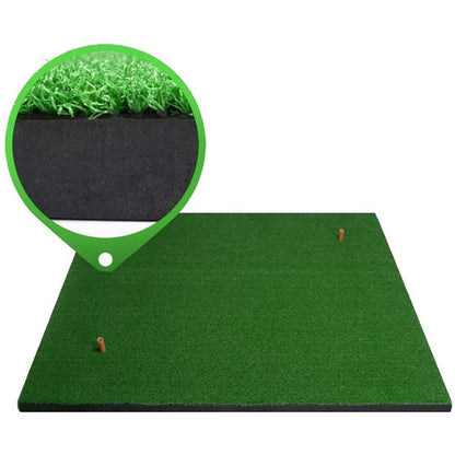 Indoor outdoor golf practice mat showing green turf surface