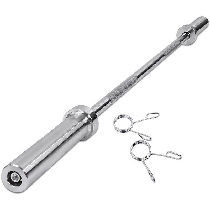 Olympic barbell bar 150cm chrome finish full length view