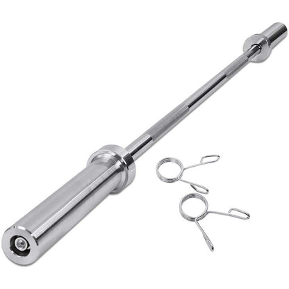 Olympic barbell bar 150cm chrome finish full length view