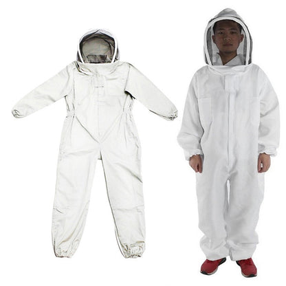 Beekeeping suit hooded veil front view in white