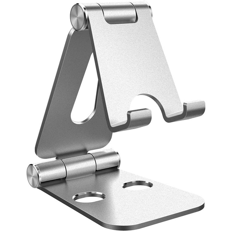 Tablet stand aluminium foldable silver side view