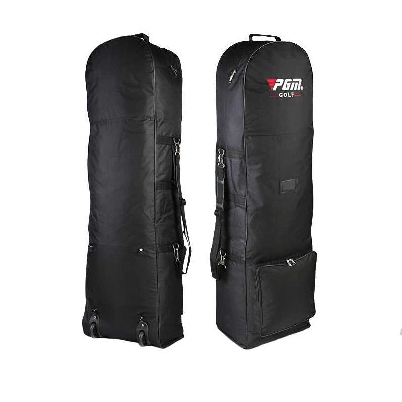 Golf travel bag with wheels black nylon front view
