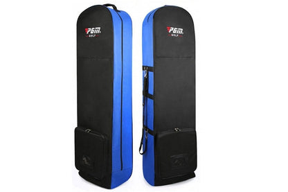 Side view of golf travel bag showing double zipper and storage space