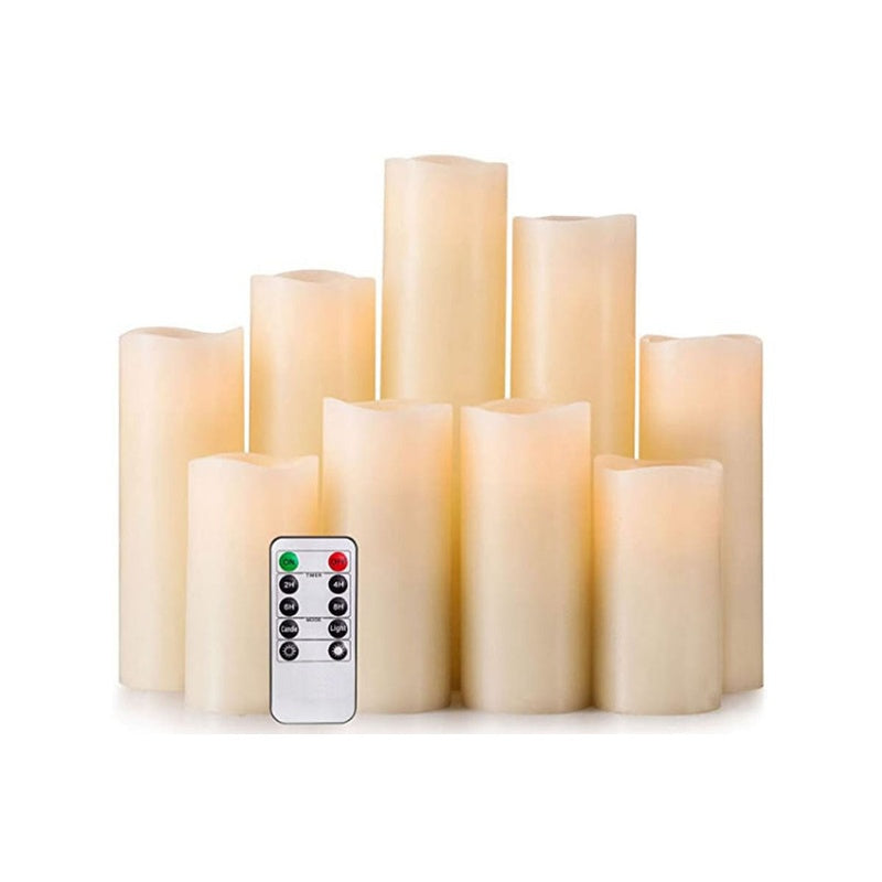 LED flickering candle flame flameless ivory colour close up