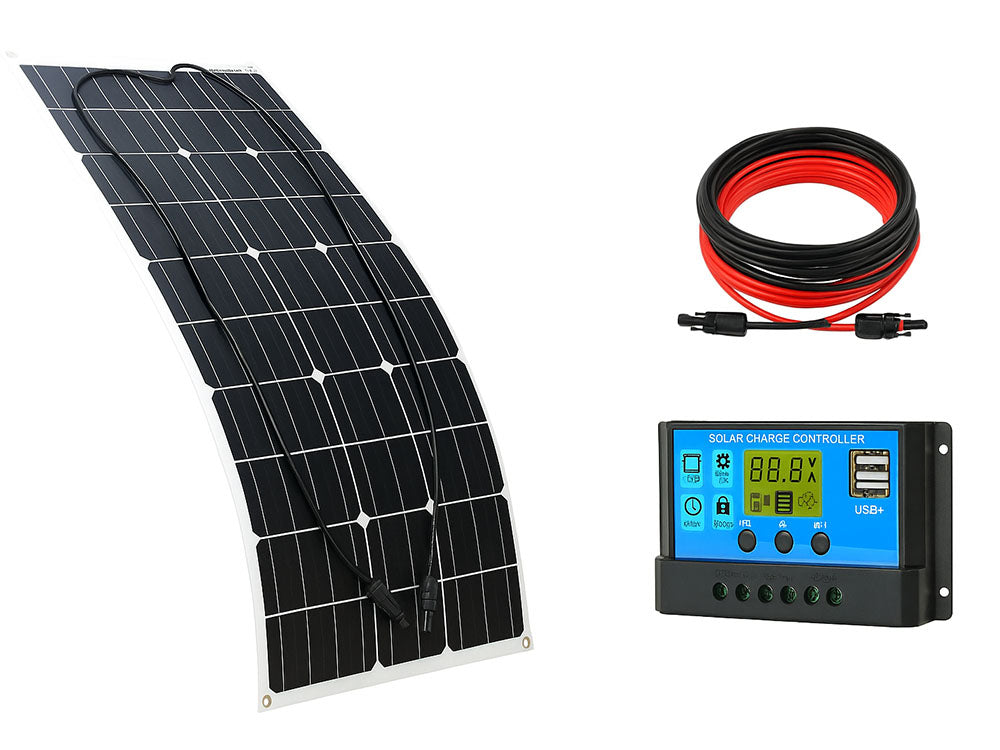 Flexible solar panel 120W mounted on a camping tent roof