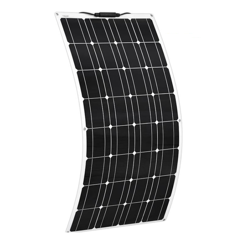 120W flexible solar panel charger showing front black monocrystalline cells