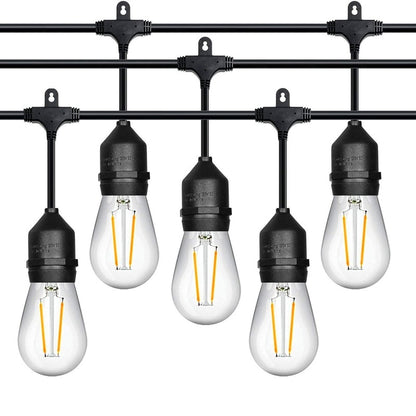 Festoon lights string lights 5m showing warm yellow bulbs