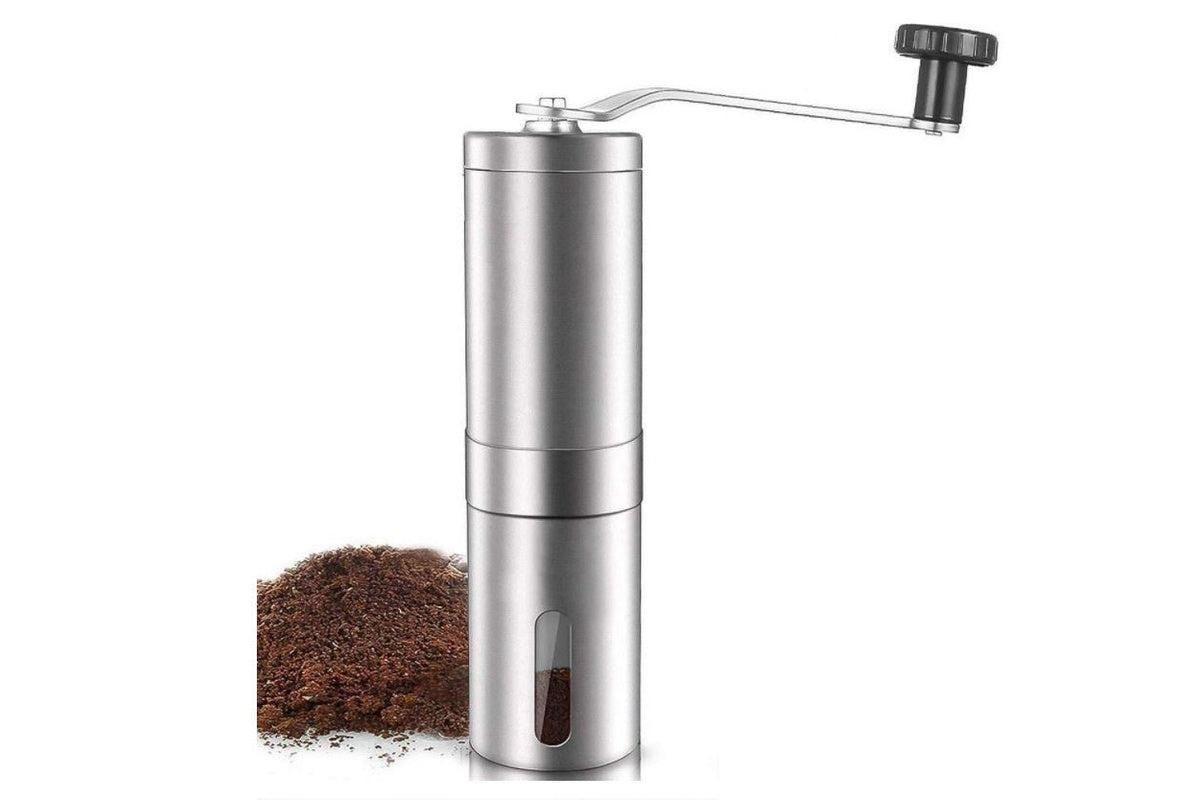 Close up of ceramic burr grinding mechanism in coffee grinder