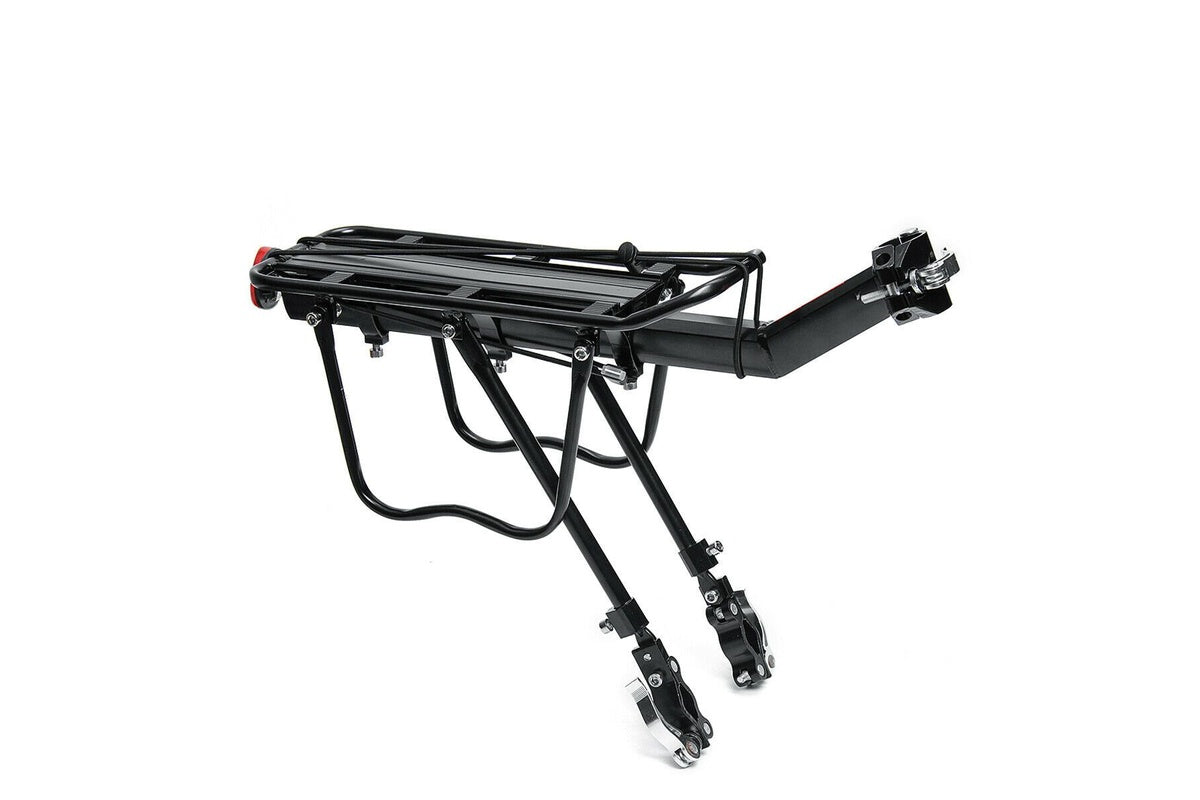 Universal adjustable bike carrier rack mounted on rear seat post