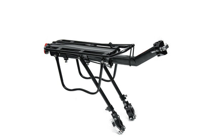Universal adjustable bike carrier rack mounted on rear seat post