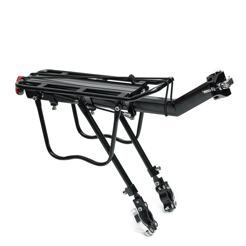 Bike carrier rack side view showing black aluminium frame
