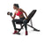 Weight bench side view showing adjustable backrest in black leather