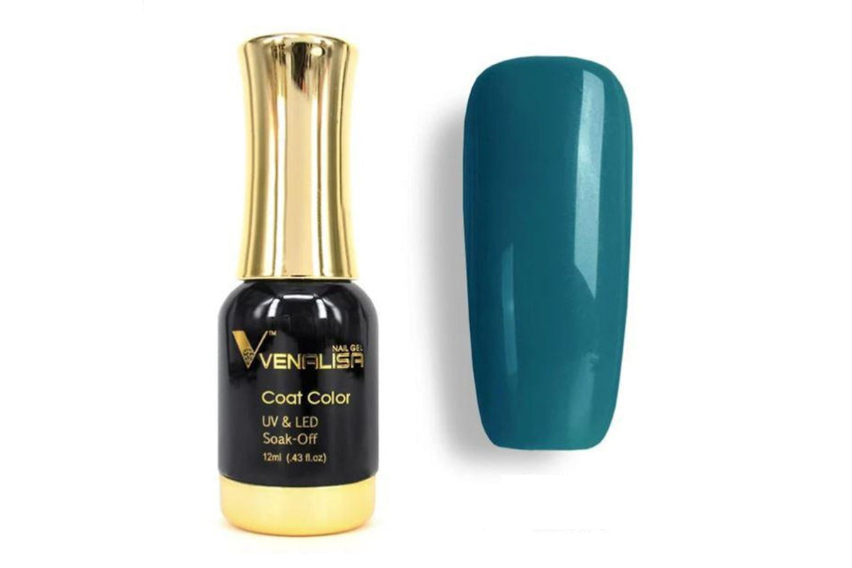 Close up of aquamarine gel nail polish brush and colour