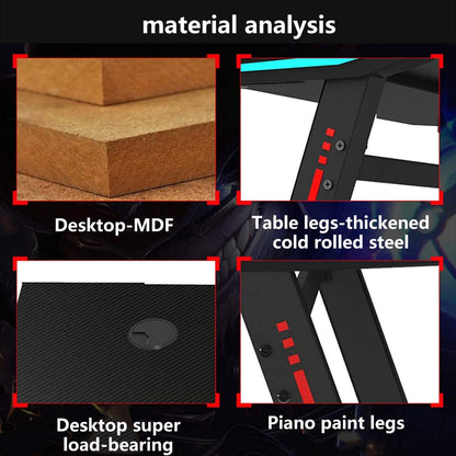 Gaming Desk Table Computer Desk RGB Light 120cm