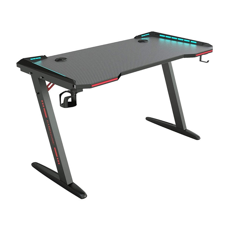 Gaming desk computer desk table black top with LED lighting