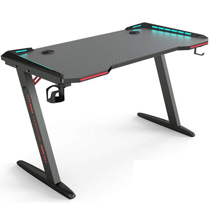 Gaming desk black carbon fibre surface top view