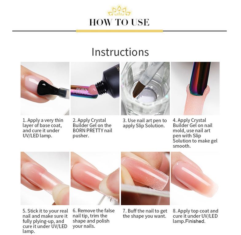 Gel nail polish extension gel 30ml clear with nail art brush
