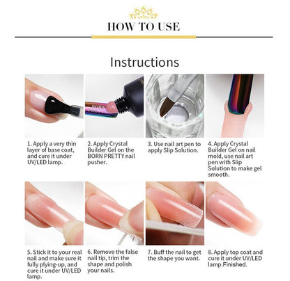 Gel nail polish extension gel 30ml clear with nail art brush