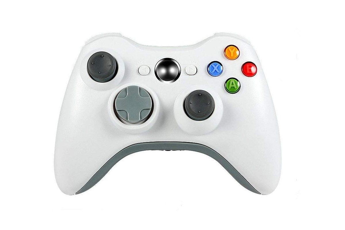 Black Xbox 360 wireless controller ergonomic grip detail