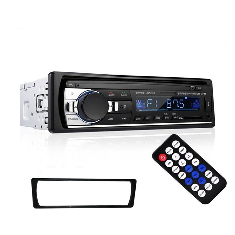 Front view of Car Stereo JSD-520 showing Bluetooth and FM display
