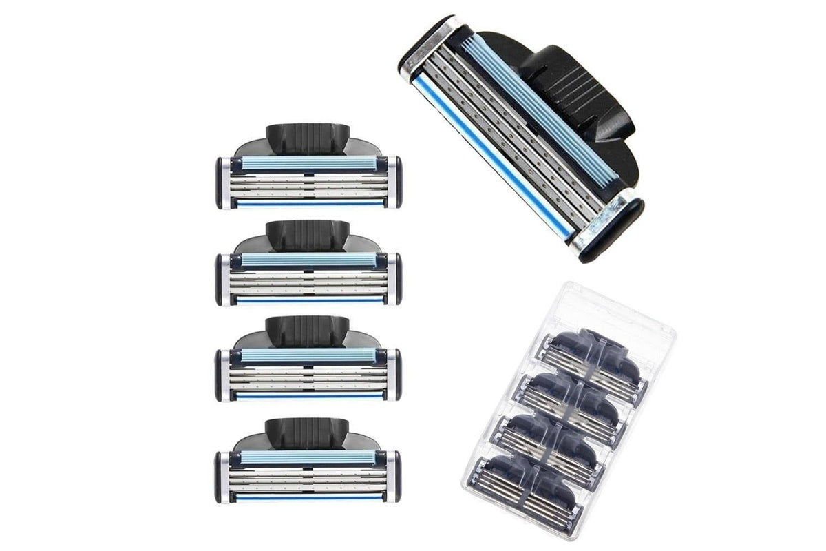 Set of four G Mach 3 razor blades in plastic casing