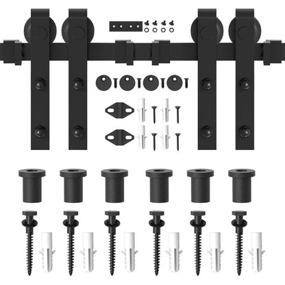 Barn door hardware 4m black carbon steel track close up