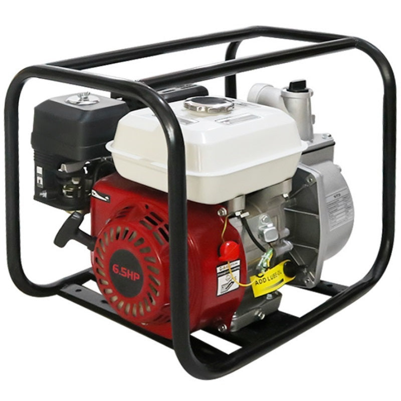 Petrol water pump 65HP side view showing 2 inch inlet