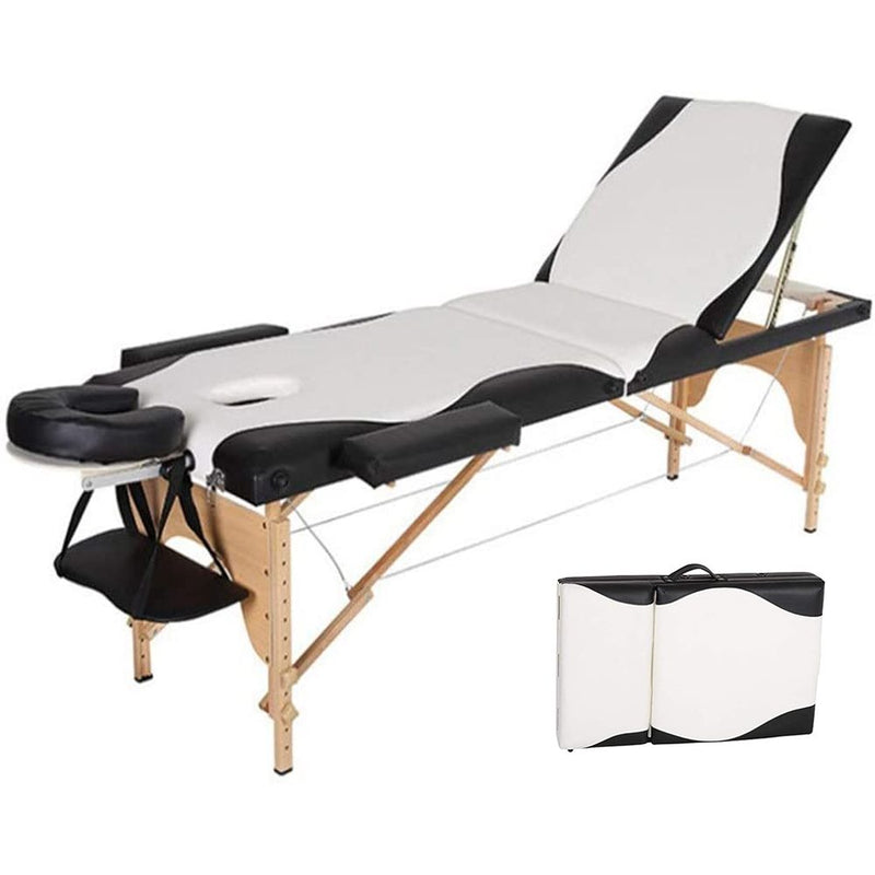 Foldable massage table in PU leather showing full length