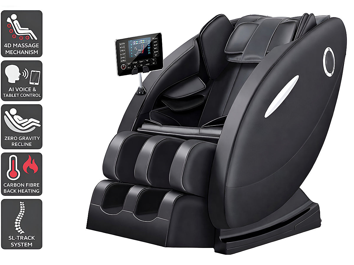 Close up of massage chair zero gravity shiatsu control panel with touch buttons