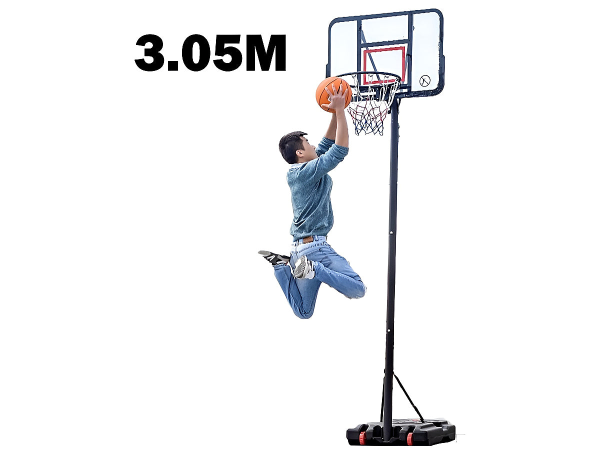 Portable basketball hoop set up on outdoor court