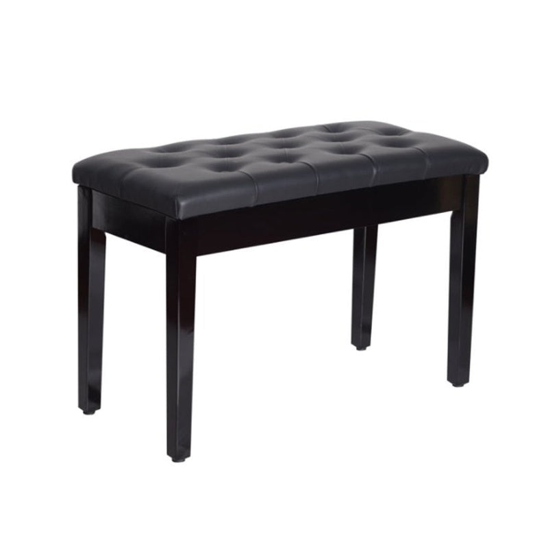 Piano stool with black faux leather padded seat