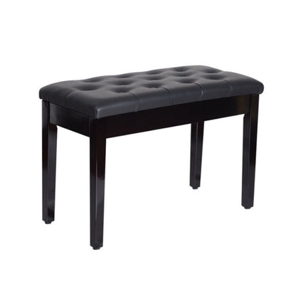 Piano stool with black faux leather padded seat