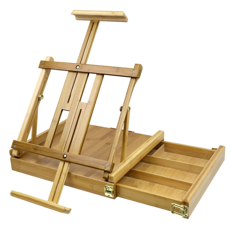 Adjustable wood table sketch box easel in natural beechwood finish