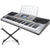 Electronic keyboard piano 61 keys front view with silver finish