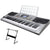 Electronic keyboard piano 61 keys front view with stand