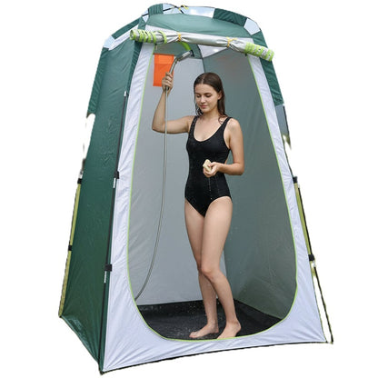 Camping shower tent in silver-coated polyester fabric