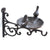 Cast iron rustic brown bird bath showing two perched birds detail
