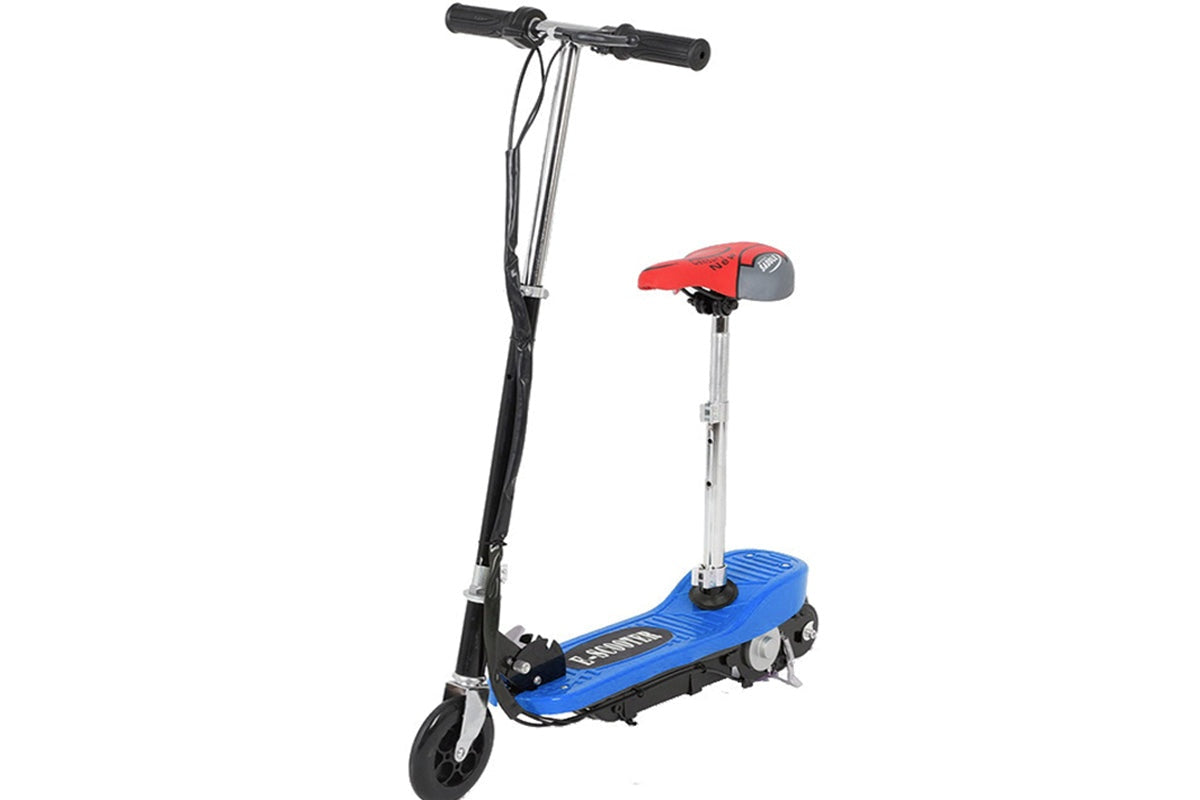Side view of kids electric scooter showing foldable frame