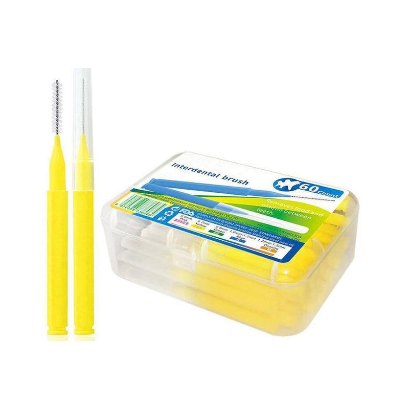 Interdental brushes 07mm yellow pack showing soft bristles