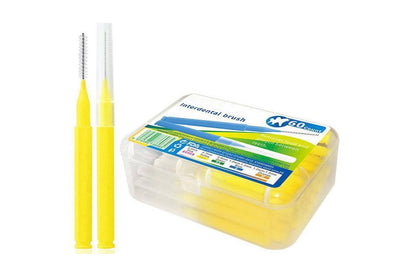 Close up of interdental brush steel wire and bristle detail