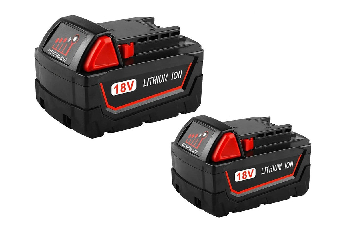 Side angle of Milwaukee M18 18V 5Ah lithium ion battery