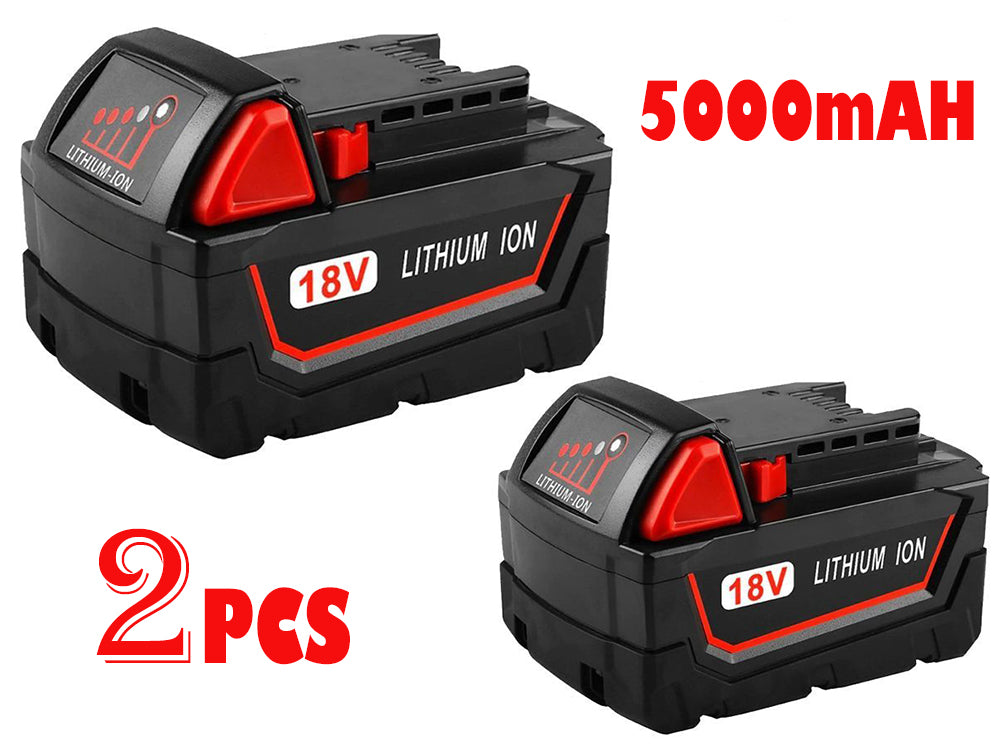 Close-up of battery terminals on Milwaukee M18 18V 5Ah