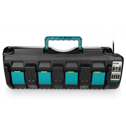 Makita 144-18V four port charger front view showing ports