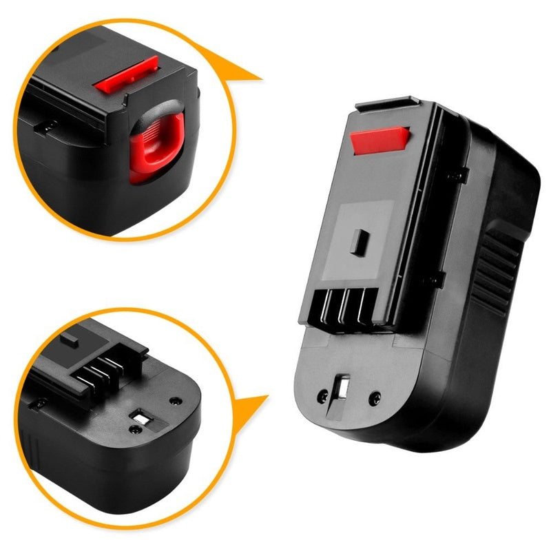 18V replacement battery for Black and Decker drill side view