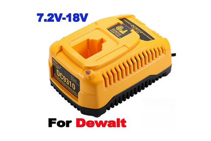 Side angle of Dewalt DC9310 charger with power cable attached