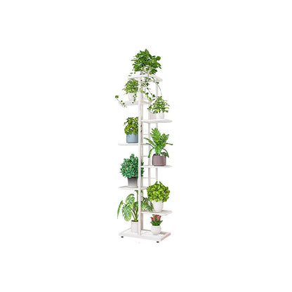 Flower pot stand rack white iron showing full 8 layer height