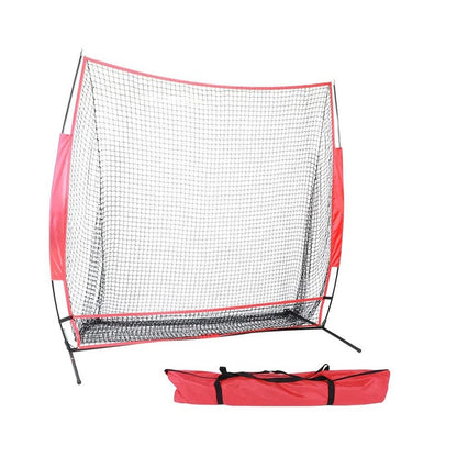 Golf practice net black mesh with red cloth detail