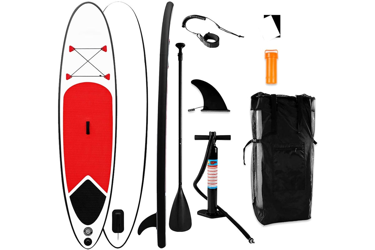 Top view showing ribbed deck for secure traction on paddle board